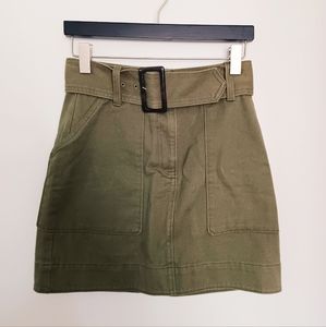 Banana Republic Olive Green Cotton Cargo Mini Skirt Utility Belted Casual Spring